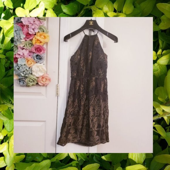 NWT SADIE & SAGE Dress Bohemian Boho Short Halter‎ - Picture 1 of 10